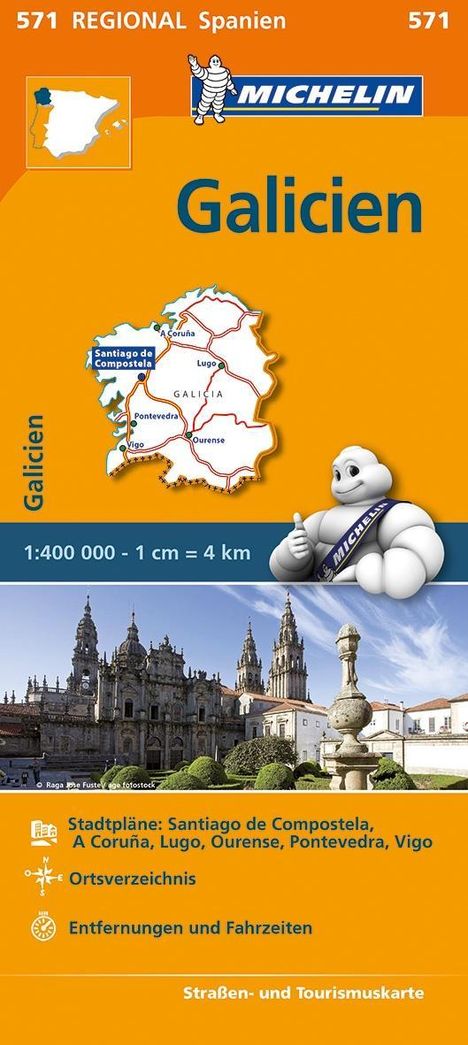 Michelin Galicien. Straßen- und Tourismuskarte 1:400.000, Karten