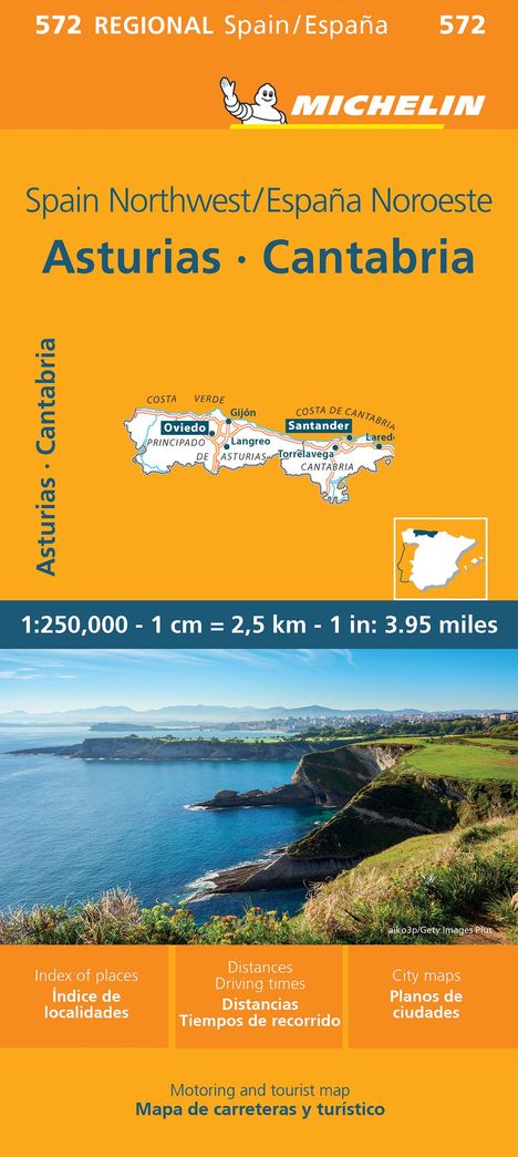 Michelin Asturias, Cantabria. Motoring and tourist map 1:250.000, Karten