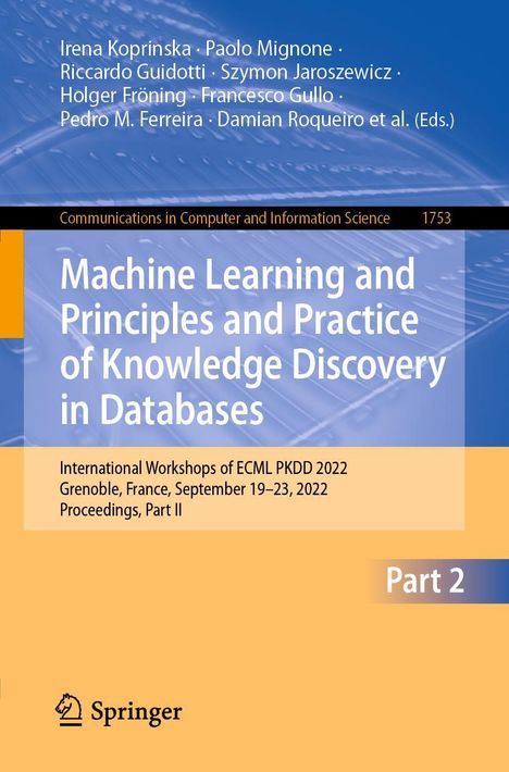 Titel eines Buchcovers: "Machine Learning and Principles and Practice of Knowledge Discovery in Databases", Springer-Logo unten.