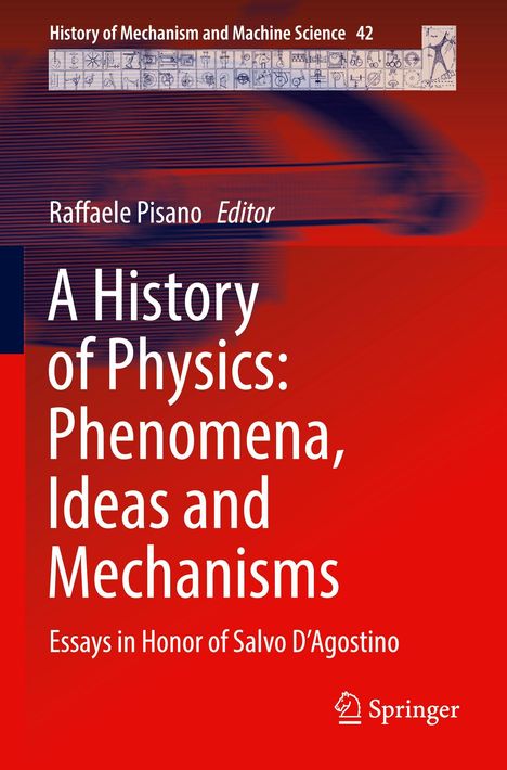 Titel: "A History of Physics: Phenomena, Ideas and Mechanisms". Oben: Serie und Nummer. Unten: Verlagslogo. Rot-blauer Hintergrund.