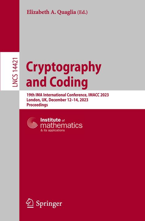 Cryptography and Coding, Buch