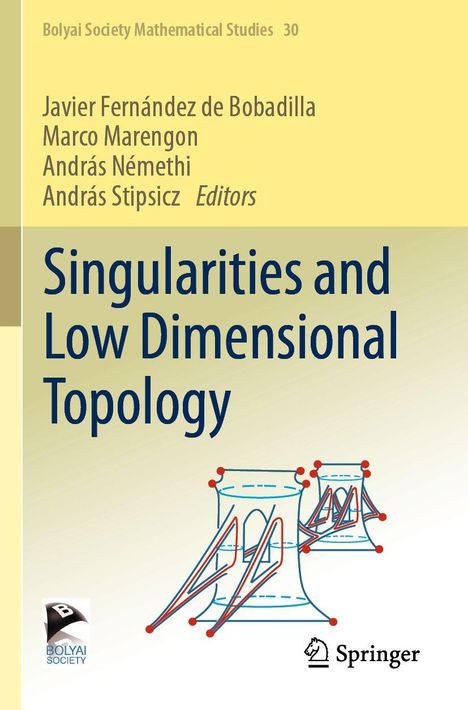 Titel: "Singularities and Low Dimensional Topology"; Herausgeber: Javier Fernández de Bobadilla et al. Illustration: Abstrakte Diagramme.