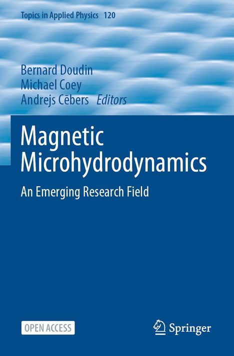 "Magnetic Microhydrodynamics: An Emerging Research Field", blaue Wellen oben, Springer-Logo unten rechts.