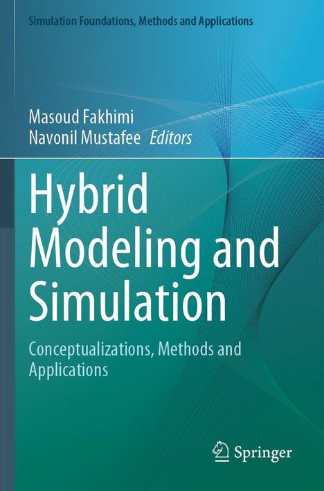 Text oben: "Simulation Foundations, Methods and Applications". Buchtitel und Autoren darunter, blau-grüner Hintergrund.