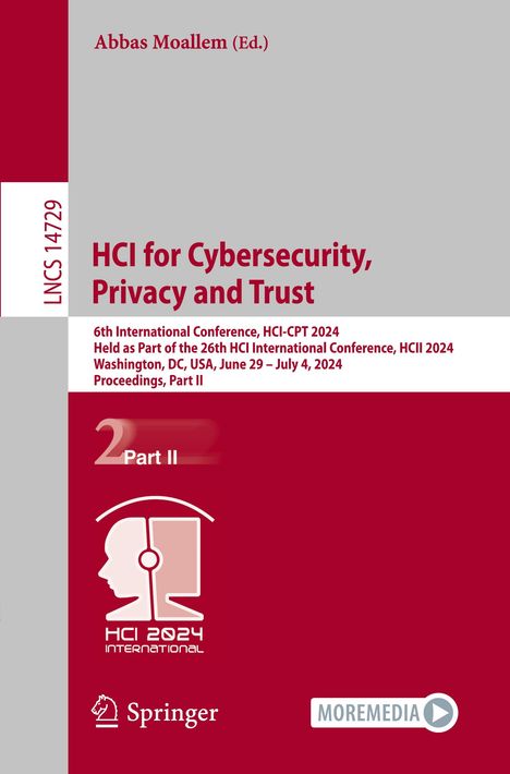 HCI for Cybersecurity, Privacy and Trust, Buch