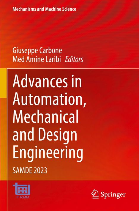 Advances in Automation, Mechanical and Design Engineering. SAMDE 2023. Rotes Cover mit Springer-Logo unten.