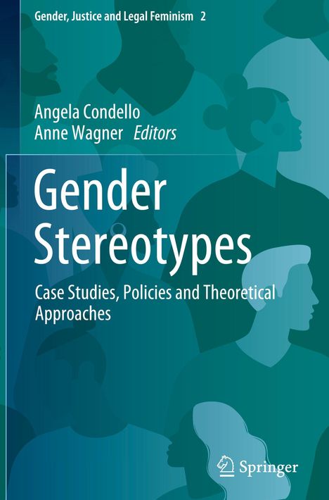 "Gender Stereotypes: Case Studies, Policies and Theoretical Approaches." Silhouetten von Personen in Blautönen.