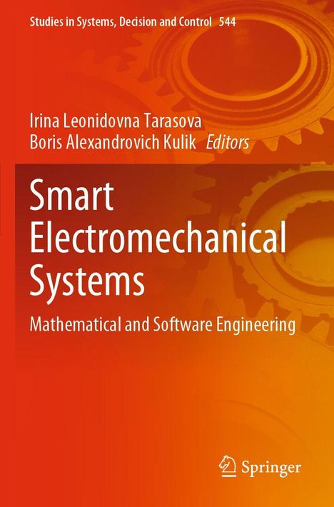 Text: Smart Electromechanical Systems. Hintergrund: Zahnräder in Orangetönen. Unten rechts: Logo, stilisiertes Pferd.