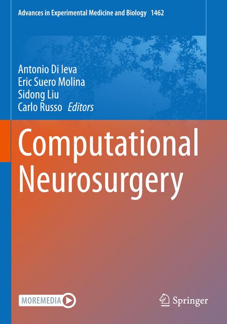 "Computational Neurosurgery" in großen Buchstaben, darunter Herausgeber: Antonio Di Ieva u.a. Oben blauer Bereich mit Baumstruktur.