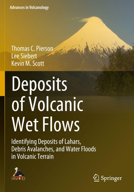 Titel: "Deposits of Volcanic Wet Flows". Im Hintergrund: Schneegekrönter Vulkan. Logos von IAVCEI und Springer.