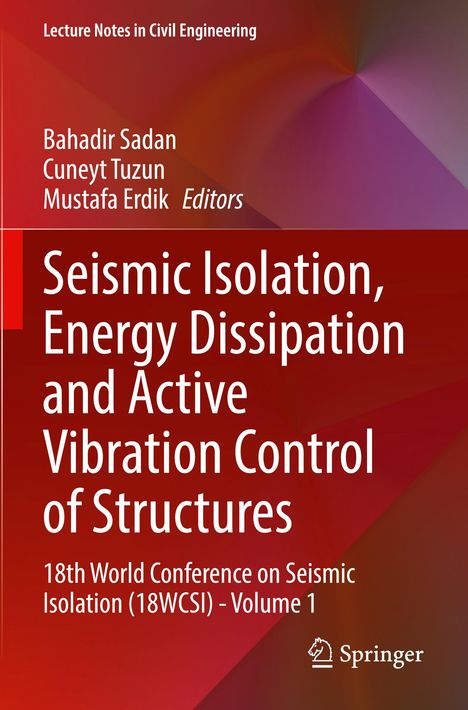 Text: "Seismic Isolation, Energy Dissipation and Active Vibration Control of Structures." Rot-brauner Hintergrund.