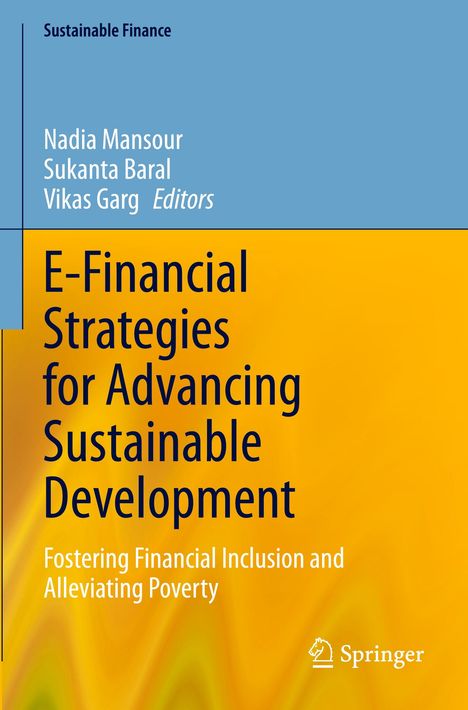 „E-Financial Strategies for Advancing Sustainable Development“. Titel auf blau-gelbem Hintergrund mit Springer-Logo.