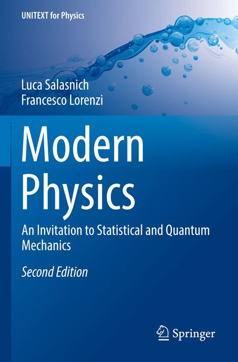 UNITEXT for Physics, Luca Salasnich, Francesco Lorenzi, Modern Physics, Second Edition. Blasen und blauer Hintergrund.