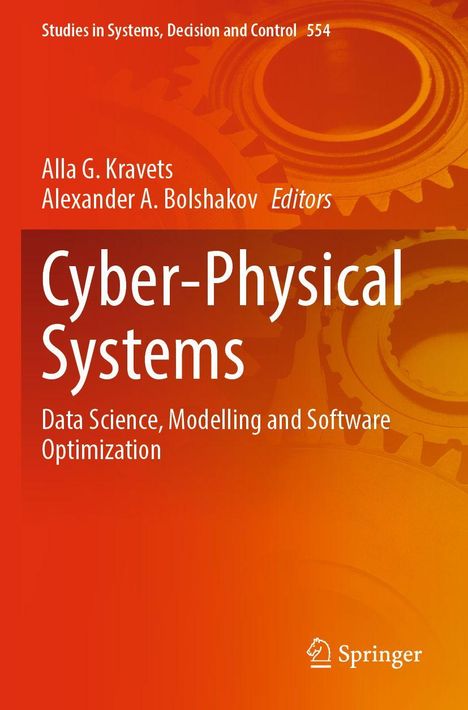 „Cyber-Physical Systems“ von Kravets und Bolshakov, orangefarbener Hintergrund mit Zahnrädern, Springer-Logo.