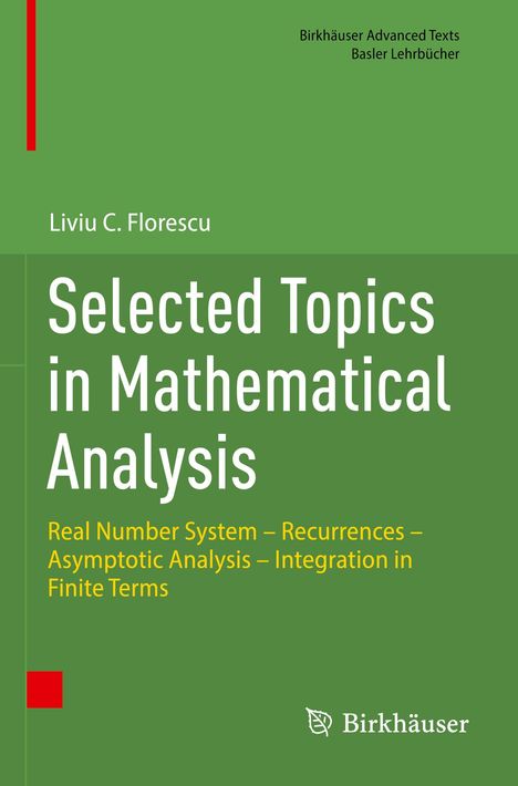 Buchtitel auf grünem Hintergrund: "Selected Topics in Mathematical Analysis" von Liviu C. Florescu.