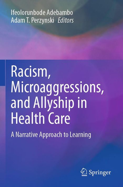 Titel: "Racism, Microaggressions, and Allyship in Health Care". Blau-violetter Hintergrund mit Springer-Logo.