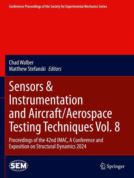 Konferenz-Titel und Herausgebernamen oben. Schwerpunkt auf Sensoren und Flugzeugtests. SEM-Logo unten links, Springer.