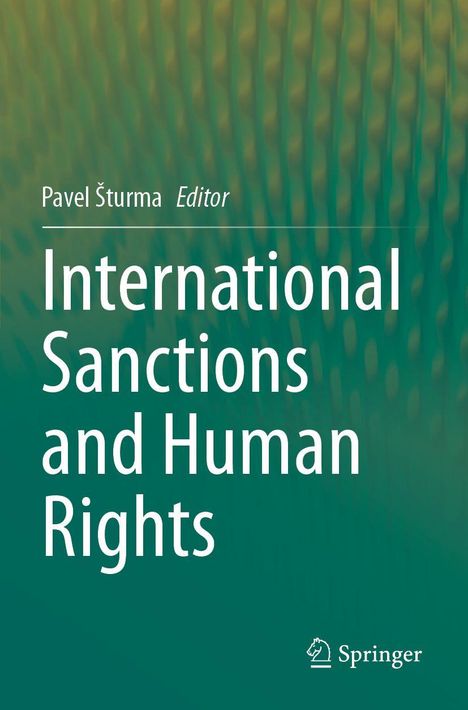 Titel: "International Sanctions and Human Rights", Editor: Pavel Šturma. Grüner Hintergrund, Springer-Logo unten rechts.