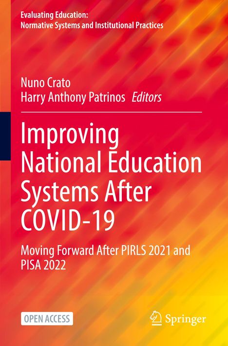"Improving National Education Systems After COVID-19." Farbverlauf: Rot, Orange, Gelb. Springer-Logo unten.
