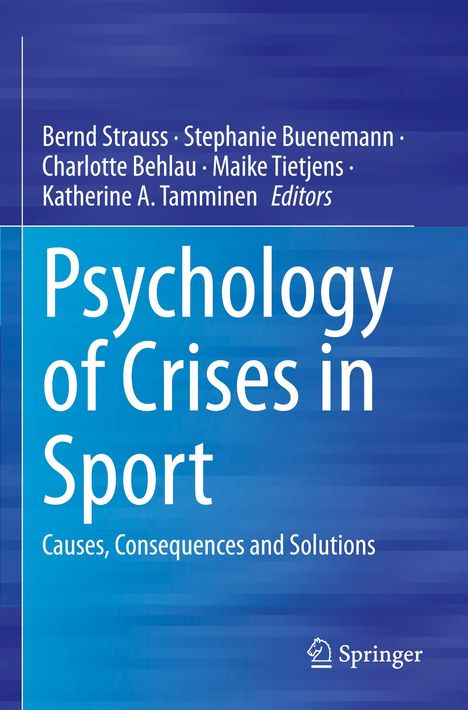 Text: "Psychology of Crises in Sport: Causes, Consequences and Solutions." Hintergrund: Blautöne, Springer-Logo unten rechts.