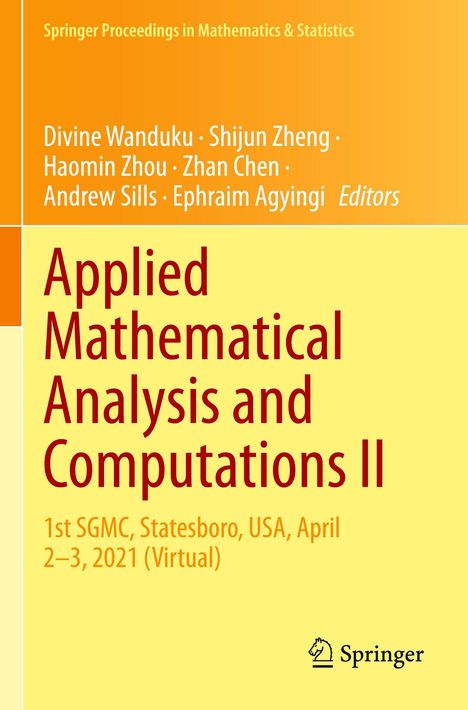 „Applied Mathematical Analysis and Computations II“, Details zur virtuellen Konferenz, Springer-Logo, gelb-orange Design.