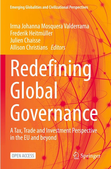 „Redefining Global Governance“: Buchcover in Orange mit Kreismustern und Verlagslogo unten rechts.