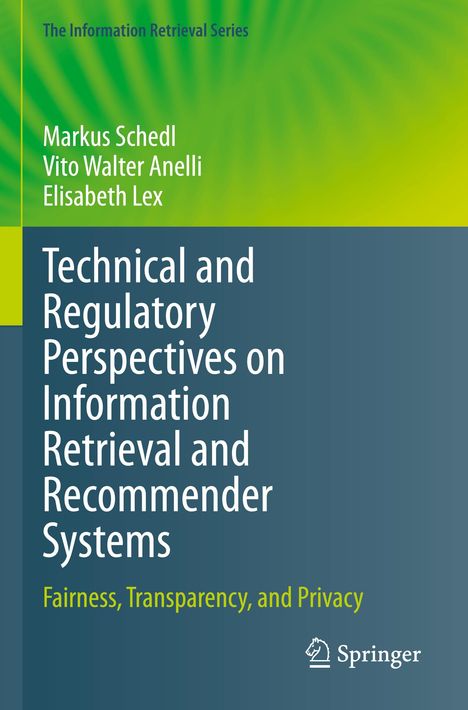 Oben: "The Information Retrieval Series". Autoren: Markus Schedl, Vito Walter Anelli, Elisabeth Lex. Unten: Springer-Logo.