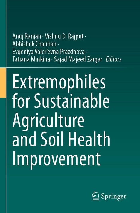 Titel: "Extremophiles for Sustainable Agriculture and Soil Health Improvement". Unten rechts das Springer-Logo.