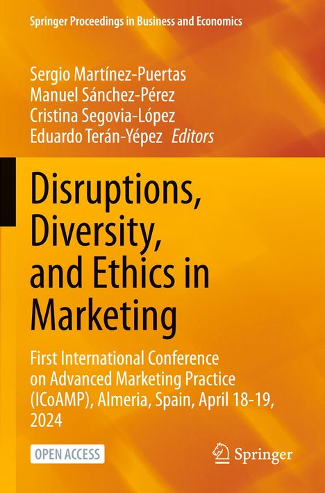 Titel: Disruptions, Diversity, and Ethics in Marketing. Konferenz: ICoAMP, Spanien, April 18-19, 2024. Logo unten rechts.