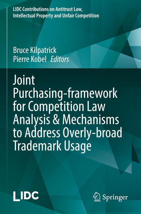 Titel: "Joint Purchasing-framework for Competition Law Analysis & Mechanisms". Grünes geometrisches Hintergrundmuster.