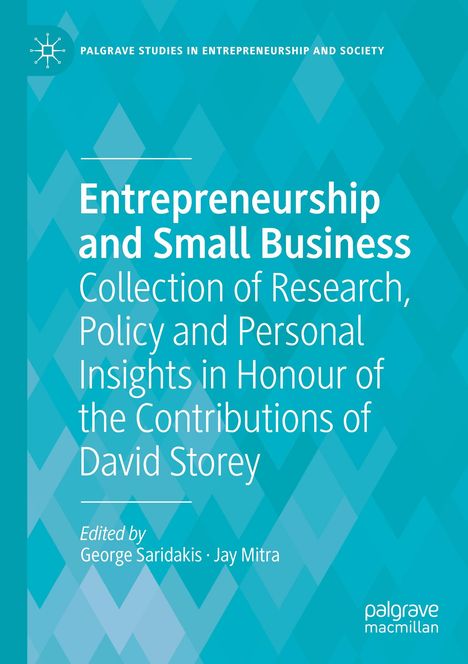 "Entrepreneurship and Small Business" in weißem Text auf blauem Hintergrund. Oben kleines Logo.