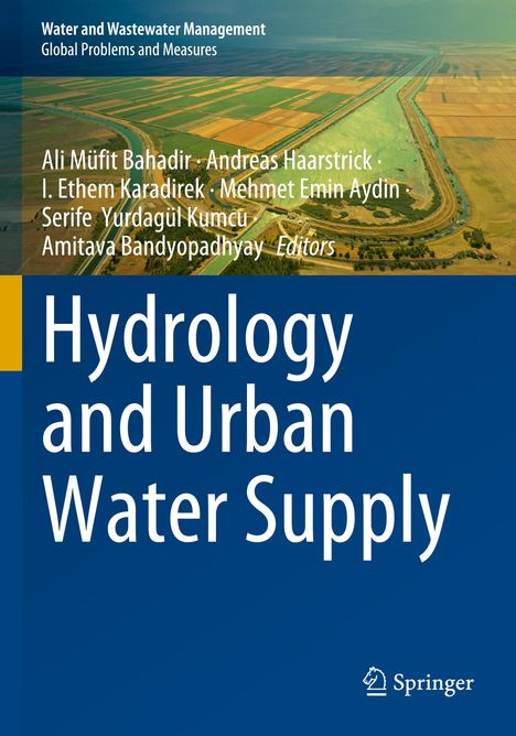 "Hydrology and Urban Water Supply" in großen Buchstaben, darunter eine Luftaufnahme von Feldern und einem Kanal.