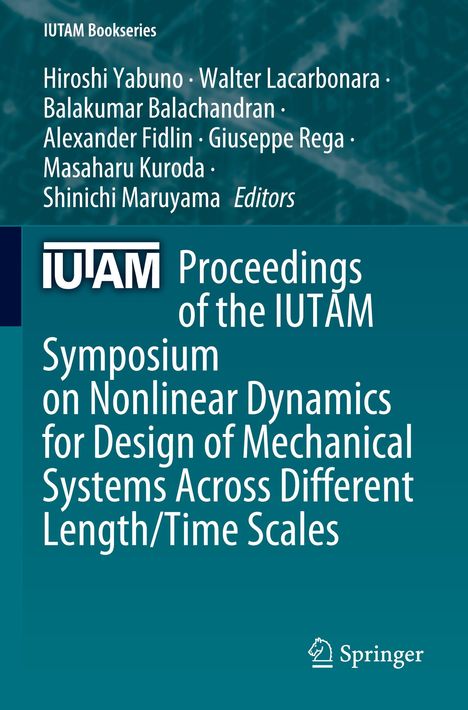 “IUTAM Proceedings of the IUTAM Symposium on Nonlinear Dynamics” steht auf einem türkisfarbenen Hintergrund mit einem Springer-Logo.