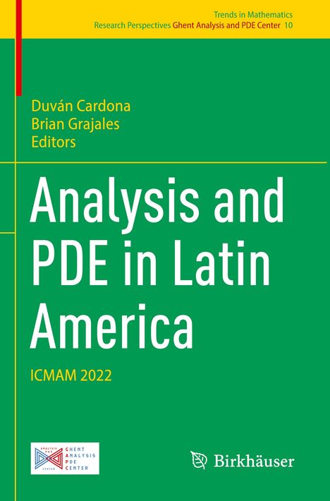 Das Cover zeigt den Titel "Analysis and PDE in Latin America", mit den Editoren Duván Cardona und Brian Grajales.