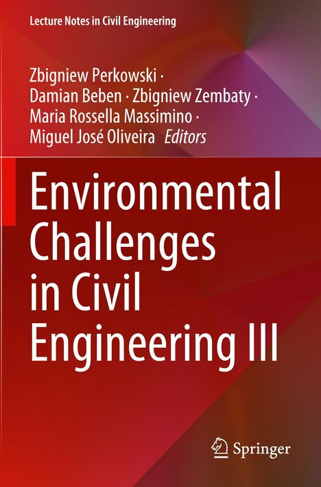 „Environmental Challenges in Civil Engineering III“, rote und violette geometrische Formen, Springer-Logo unten rechts.