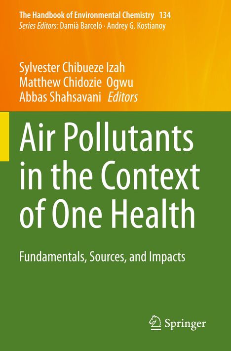 „Air Pollutants in the Context of One Health“, Buchcover, gelb-grün, Springer-Logo unten rechts.