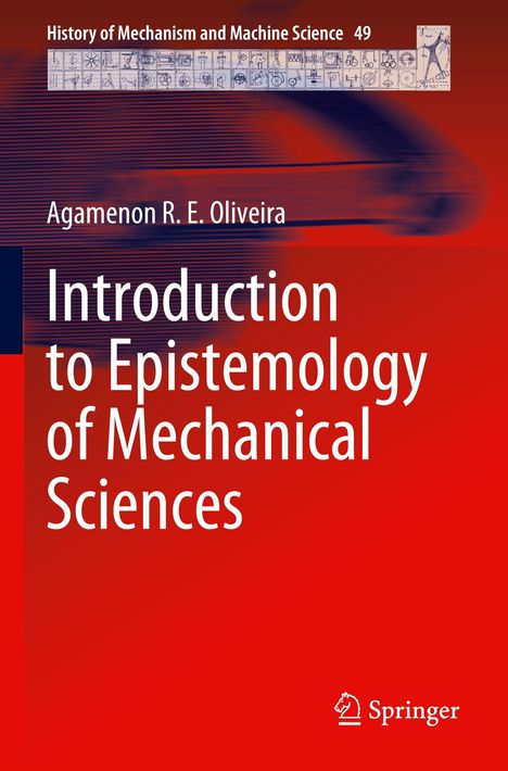 Titel: "Introduction to Epistemology of Mechanical Sciences" von Agamenon R. E. Oliveira; roter Hintergrund.