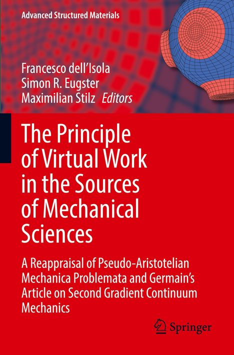 Die Überschrift lautet: "The Principle of Virtual Work in the Sources of Mechanical Sciences". Ein geometrisches Muster.