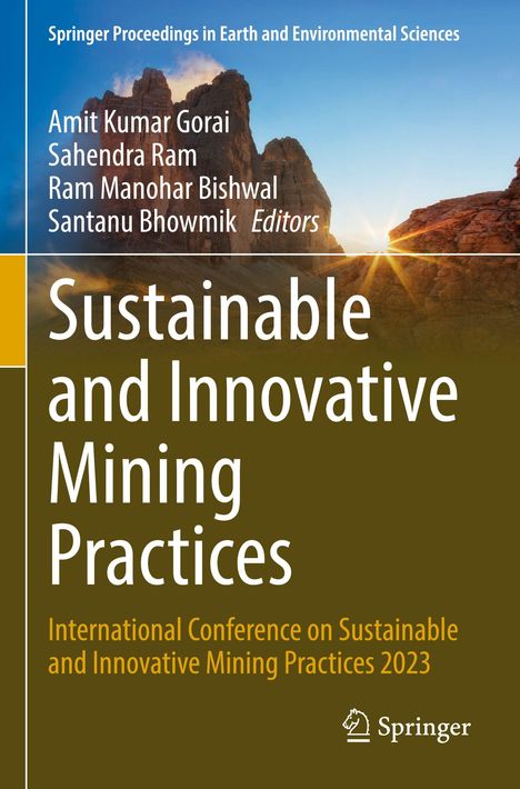 Titel: Sustainable and Innovative Mining Practices. Felsformation mit Sonnenstrahlen im Hintergrund. Springer-Logo unten.