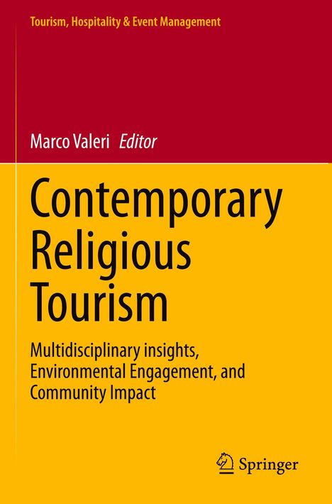 "Contemporary Religious Tourism" von Marco Valeri. Oberteil rot, unterer Teil gelb mit Springer-Logo unten rechts.