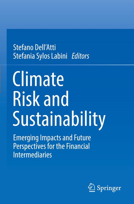 Buchtitel: "Climate Risk and Sustainability". Herausgeber: Stefano Dell’Atti, Stefania Sylos Labini. Blaues Cover, Springer-Logo.
