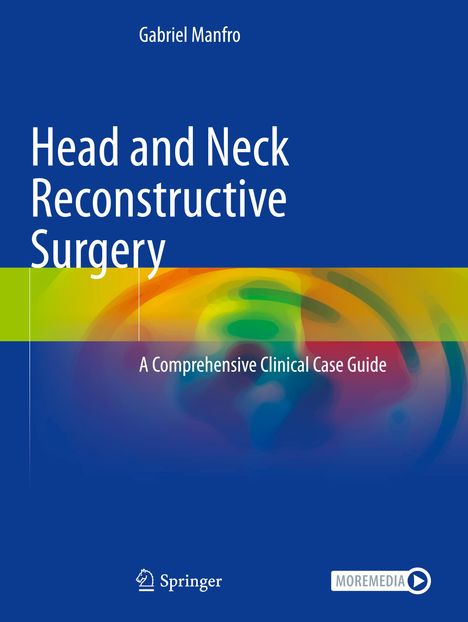 "Head and Neck Reconstructive Surgery" und "A Comprehensive Clinical Case Guide" in weißer Schrift auf blauem Hintergrund.