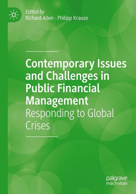 Titel: "Contemporary Issues and Challenges in Public Financial Management". Grüner Hintergrund mit Kreisen.