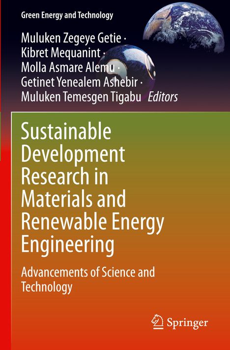 Titel: Sustainable Development Research in Materials and Renewable Energy Engineering. Oben Erdkugel, unten Springer-Logo.