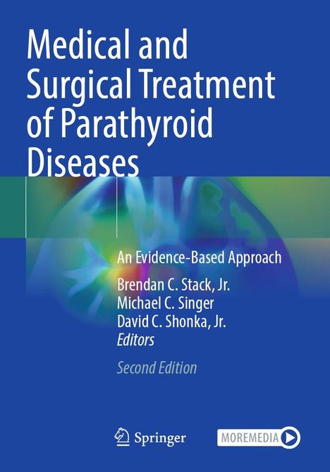 Titel: "Medical and Surgical Treatment of Parathyroid Diseases". Hintergrund: Verschwommenes, buntes medizinisches Bild.