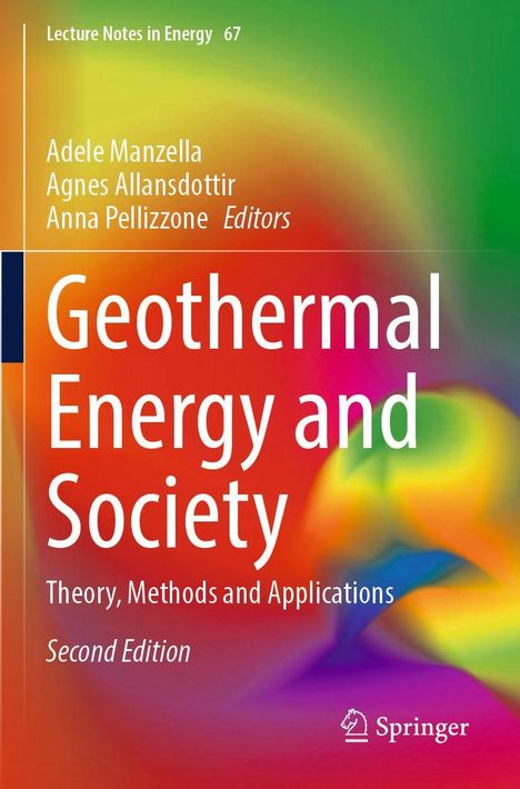 „Geothermal Energy and Society“. Bunte, abstrakte Farbverläufe im Hintergrund. Springer-Logo unten rechts.