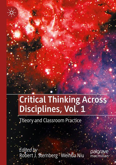 Buchcover mit rotem, sternenübersätem Hintergrund. Text: "Critical Thinking Across Disciplines, Vol. 1".