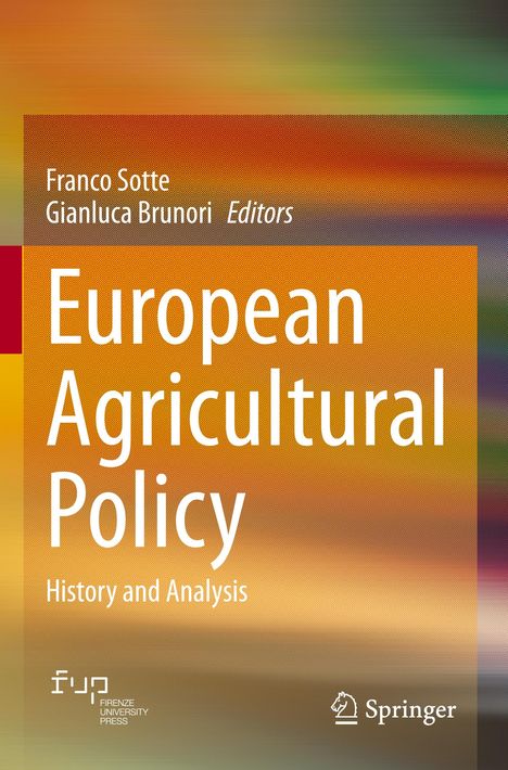 Titel: "European Agricultural Policy: History and Analysis". Farbhintergrund in Orange und Grün, Springer-Logo.