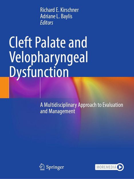 "Cleft Palate and Velopharyngeal Dysfunction" steht groß. Blaues Cover, unten rechts zwei Logos: Springer, MOREMEDIA.