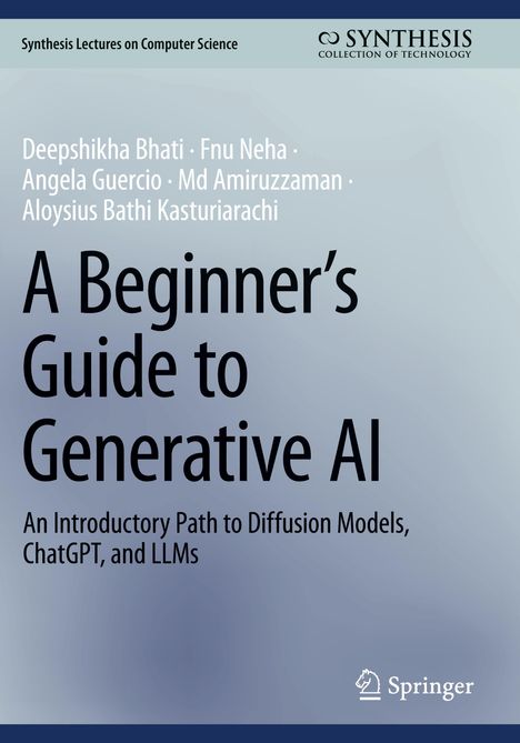 Cover mit Titeln: "A Beginner's Guide to Generative AI", Untertitel zu Diffusion Models, ChatGPT. Oben ein Logo.